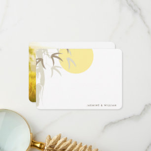 Oriental Yellow Sunrise Bamboo Wedding Thank You Card