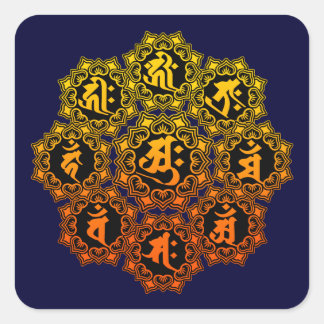 Oriental zodiac square sticker