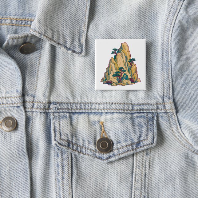 Orientalpixelpainting 2 Inch Square Button (In Situ)