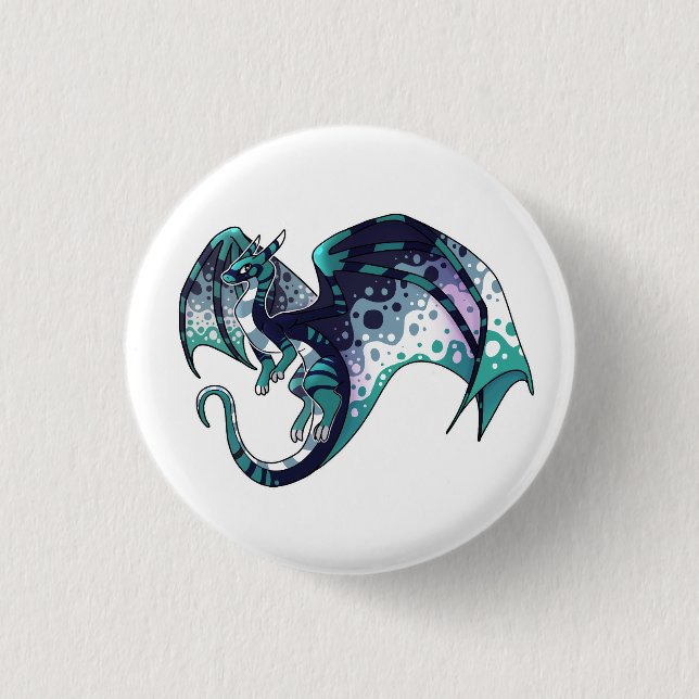 Oriented AroAce Pride Dragon 1 Inch Round Button (Front)