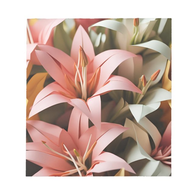Origami Art-Blooms of Elegance: Symphony of Lilies Notepad (Front)