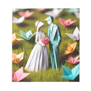 Origami Art - Eternal Vows Amidst Nature's Embrace Notepad