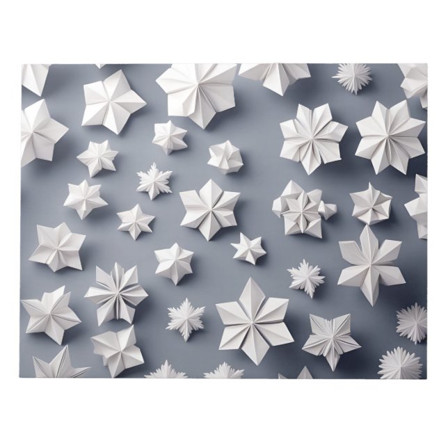 Origami Art - Frozen Elegance: Dazzling Snowflakes Notepad (Front)