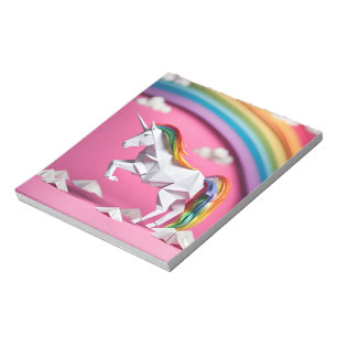 Origami Art - Graceful Unicorn Leaps into Fantasy Notepad