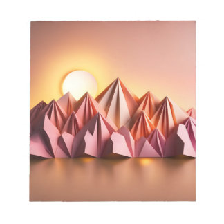 Origami Art - Majestic Mountains Bathed in Sunset Notepad