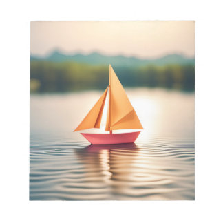Origami Art - Serenity Sails: A Tranquil Boat Ride Notepad