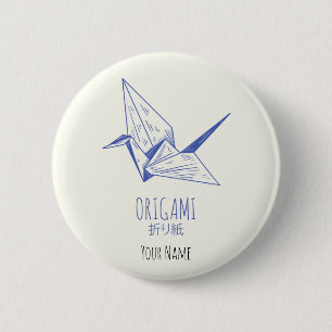 Origami Art Traditional crane 2 Inch Round Button