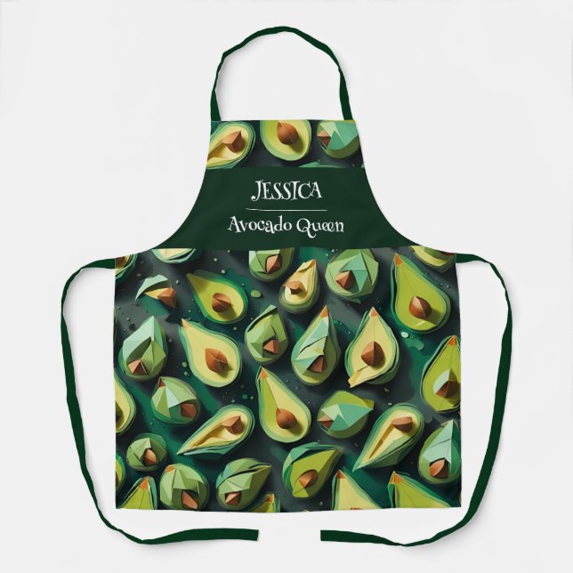 Origami Avocado Acrylic Pattern Personalized Apron (Front)