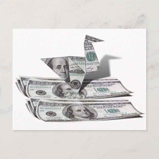 Origami Bird from 100 Dollar Bill Postcard (Front)