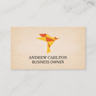Origami Bird Icon Paper Texture Background Business Card