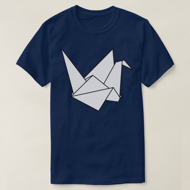 Origami bird paper crane simple line art T-Shirt (Design Front)