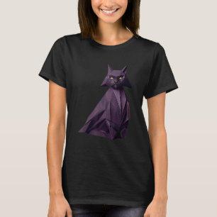 Origami Black Cat Cute Paper Folding Kitty T-Shirt