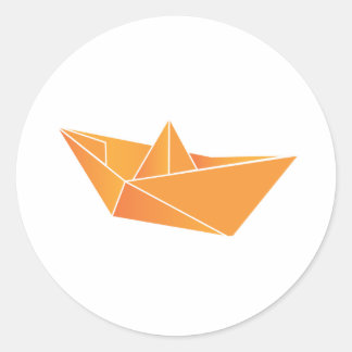 Origami Boat Classic Round Sticker