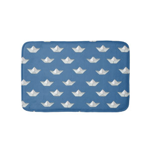 Origami Boats On The Water Pattern Bath Mat