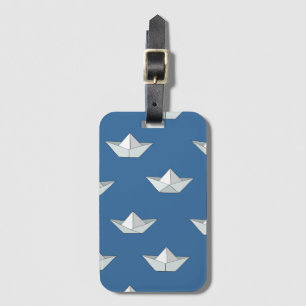 Origami Boats On The Water Pattern Luggage Tag