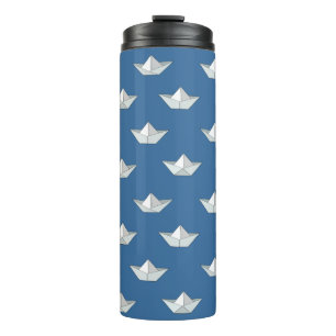 Origami Boats On The Water Pattern Thermal Tumbler