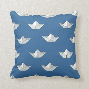 Origami Boats On The Water Pattern Throw Pillow