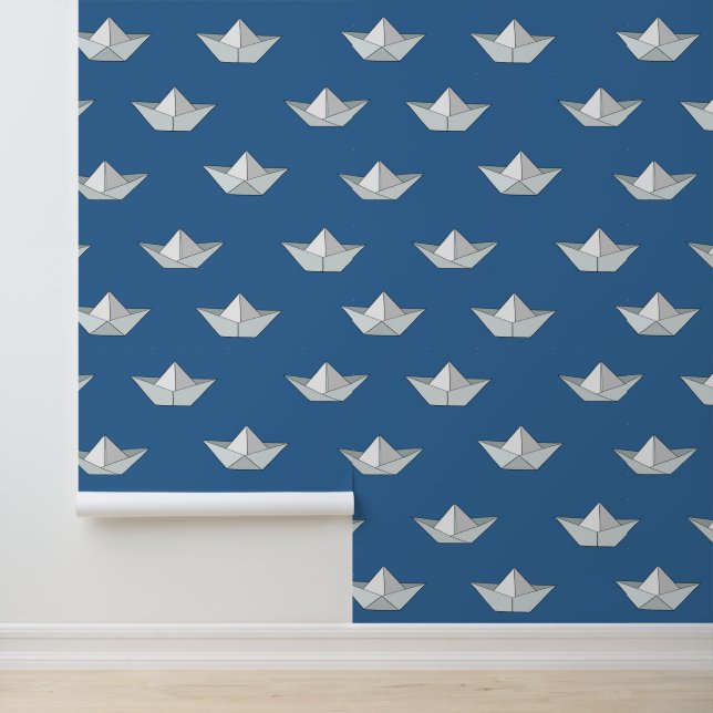 Origami Boats On The Water Pattern Wallpaper (Application)