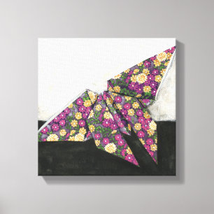 Origami Butterfly on Floral Paper Canvas Print