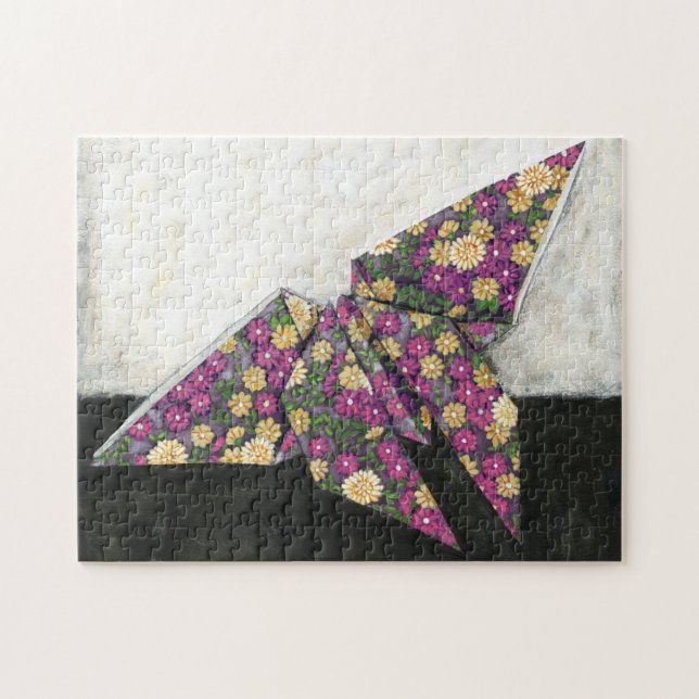 Origami Butterfly on Floral Paper Jigsaw Puzzle (Horizontal)