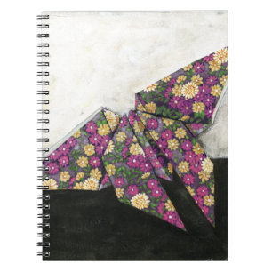 Origami Butterfly on Floral Paper Notebook
