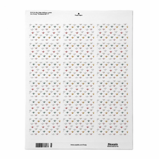Origami Calm - Grue Retours Adresse Stickers (Feuille entière)