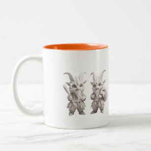 Origami Chibi Krampus Duo in White Mug