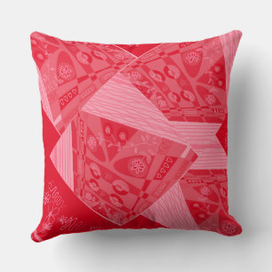 Origami Chintz (L) Red Strawberry  Throw Pillow