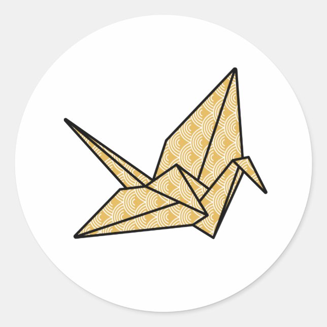 Origami Crane Classic Round Sticker (Front)