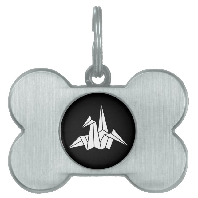 Origami crane pet ID tag (Front)