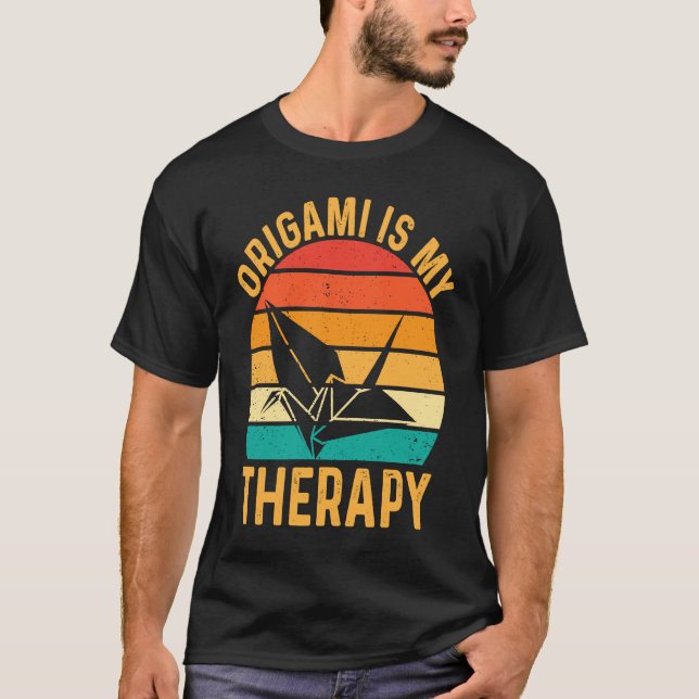 Origami Crane Retro Sunset T-Shirt (Front)