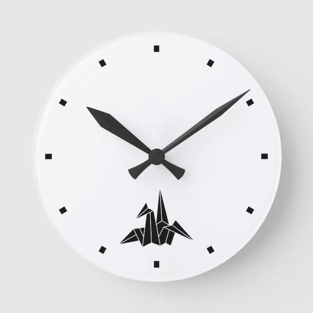 Origami crane round clock (Front)