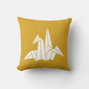 Origami crane throw pillow
