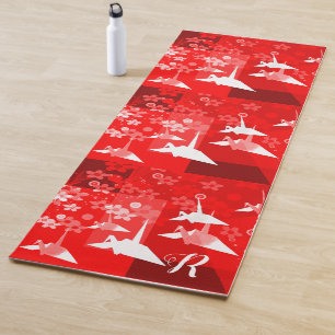 Origami Cranes Monogrammed Yoga Mat