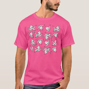 Origami Cranes Paper Folding Black and White Birds T-Shirt