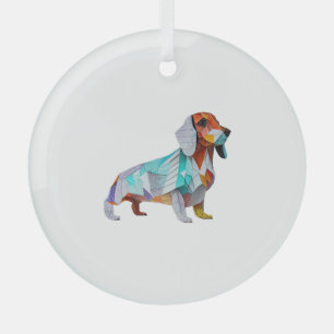 Origami Dachshund   Glass Ornament