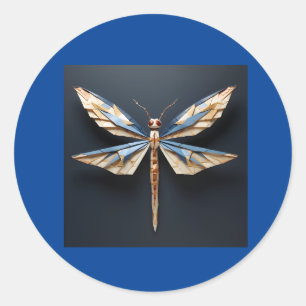 origami dragonfly classic round sticker