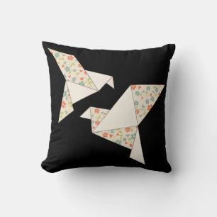 origami floral bird throw pillow