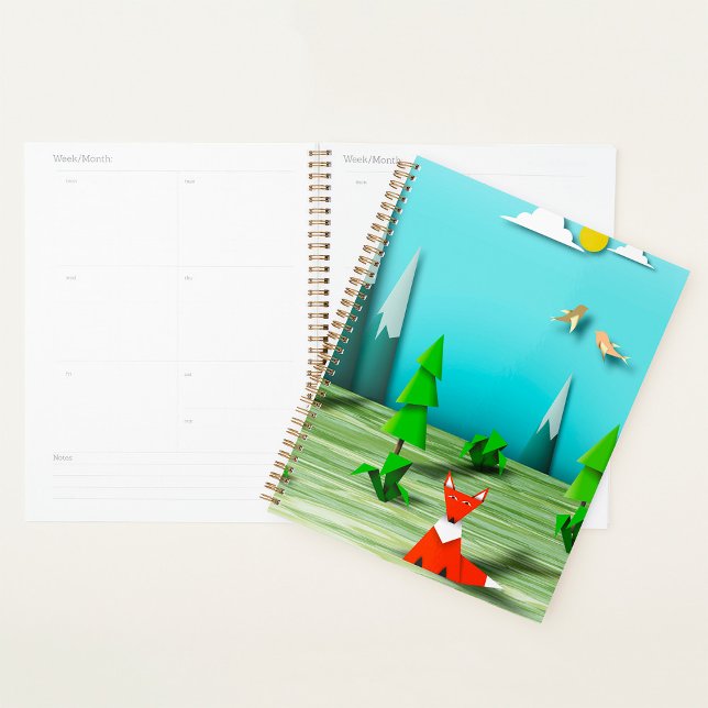Origami Forest Scene with Fox Mountains and Birds  Planner (Creator Uploaded)