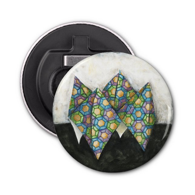 Origami Fortune Teller on Geometric Paper Bottle Opener (Front)