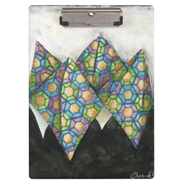 Origami Fortune Teller on Geometric Paper Clipboard (Front)