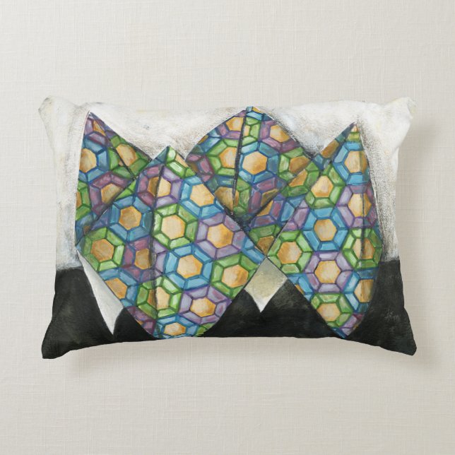 Origami Fortune Teller on Geometric Paper Decorative Pillow (Front)