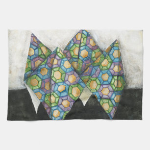 Origami Fortune Teller on Geometric Paper Kitchen Towel