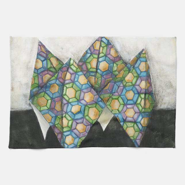 Origami Fortune Teller on Geometric Paper Kitchen Towel (Horizontal)