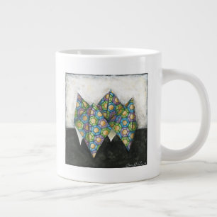Origami Fortune Teller on Geometric Paper Large Coffee Mug