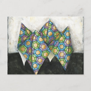 Origami Fortune Teller on Geometric Paper Postcard