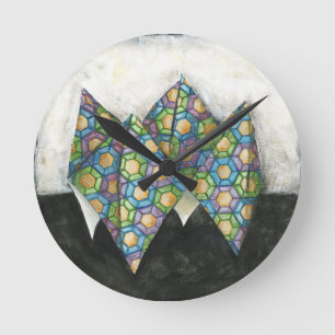 Origami Fortune Teller on Geometric Paper Round Clock