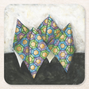 Origami Fortune Teller on Geometric Paper Square Paper Coaster