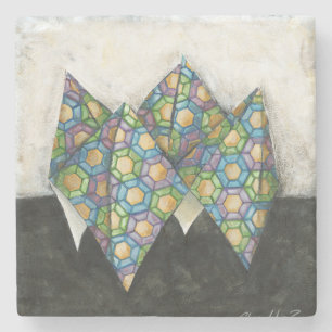 Origami Fortune Teller on Geometric Paper Stone Coaster