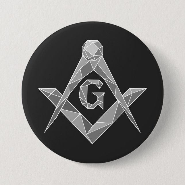 Origami freemasonry symbol 3 inch round button (Front)